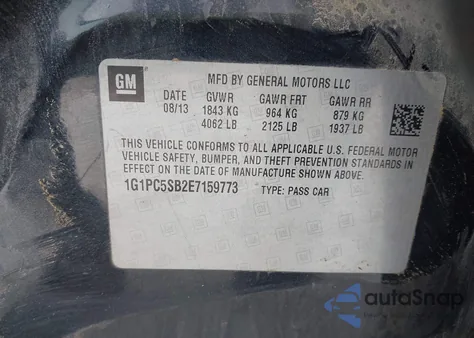 2014 Chevrolet Cruze 1Lt Auto from USA, damaged, VIN 1G1PC5SB2E7159773